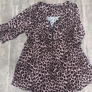 Long sleeve pink leopard print dress